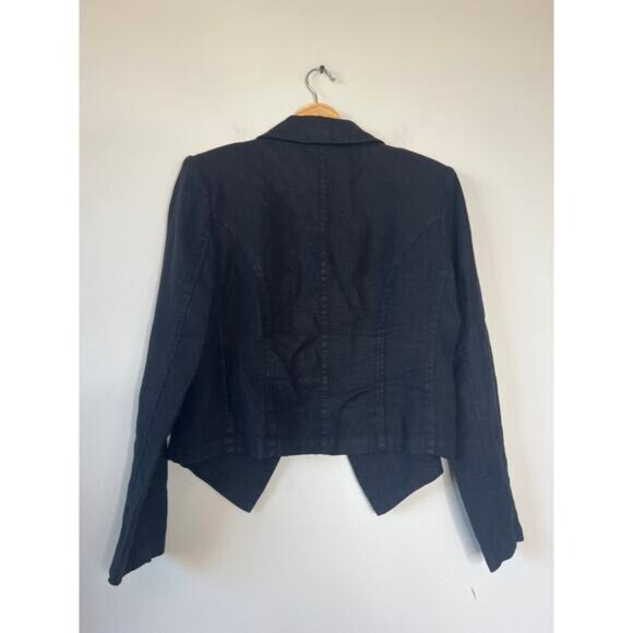 NEW L'agence Wayne Crop Double Breasted Linen Jacket Black Size: Medium - Picture 6 of 7